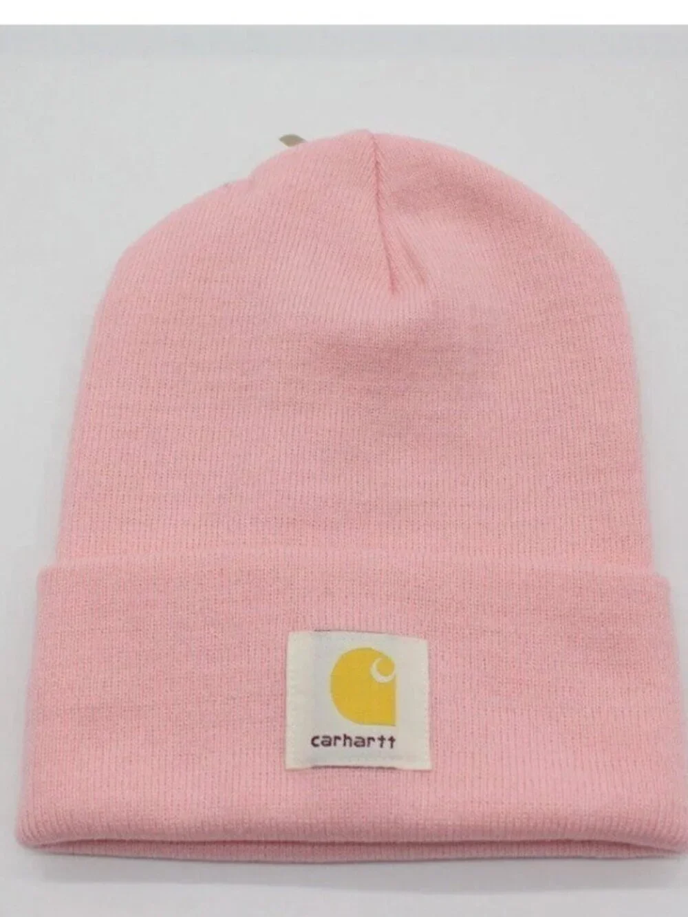 Carhartt soft pink toddler knit beanie with signature logo patch (E19)